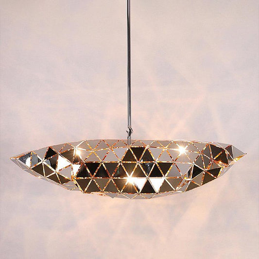 Luxury Faceted Elliptical Pendant Light – Geometric Modern Statement Chandelier