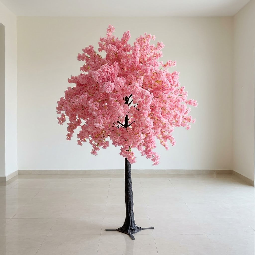 Artificial Pink Cherry Blossom Tree – Tall Silk & Plastic Faux Floral Decor for Home, Weddings & Commercial Events