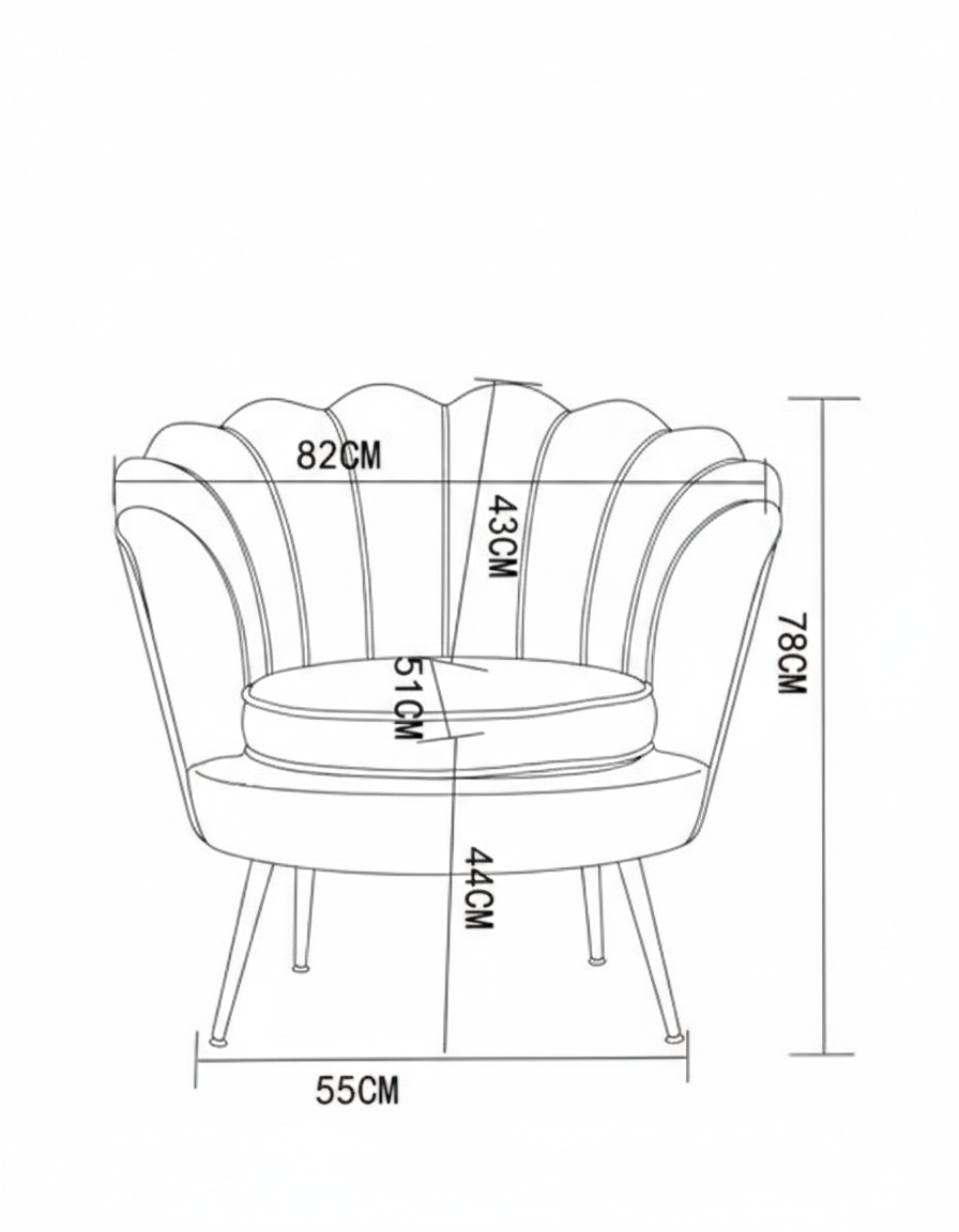 Luxury Flower Shell Velvet Accent Chair – Modern Petal Back Statement Chair