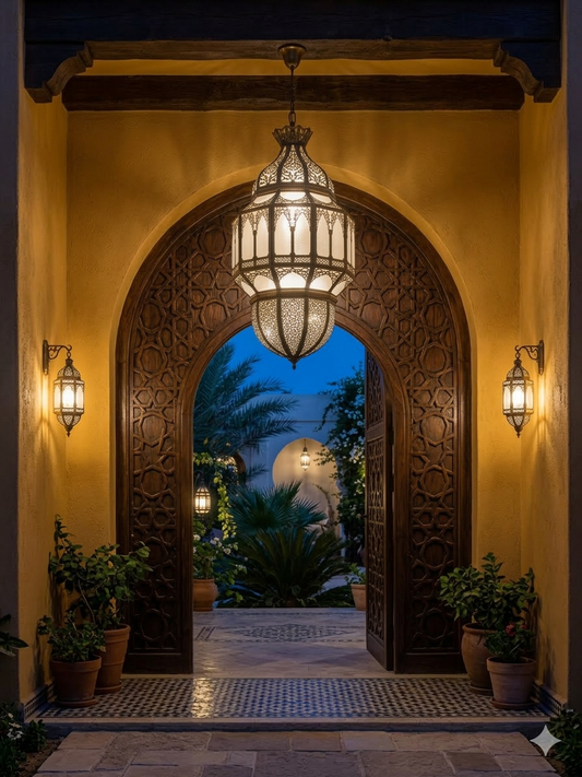 Luxury Arabic Hanging Lantern β Moroccan Style Metal & Glass Pendant Light