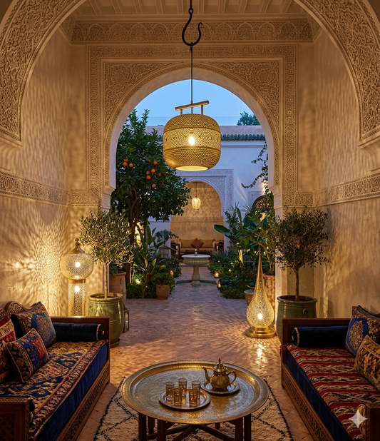 Luxury Moroccan Brass Pendant Light β Handcrafted Perforated Hanging Lantern