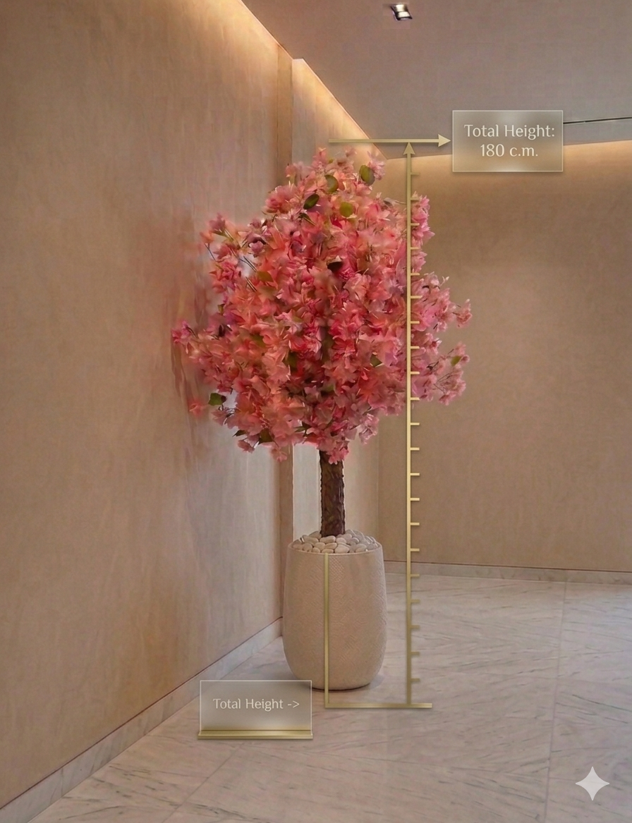 Large Artificial Cherry Blossom Tree with Textured Trunk