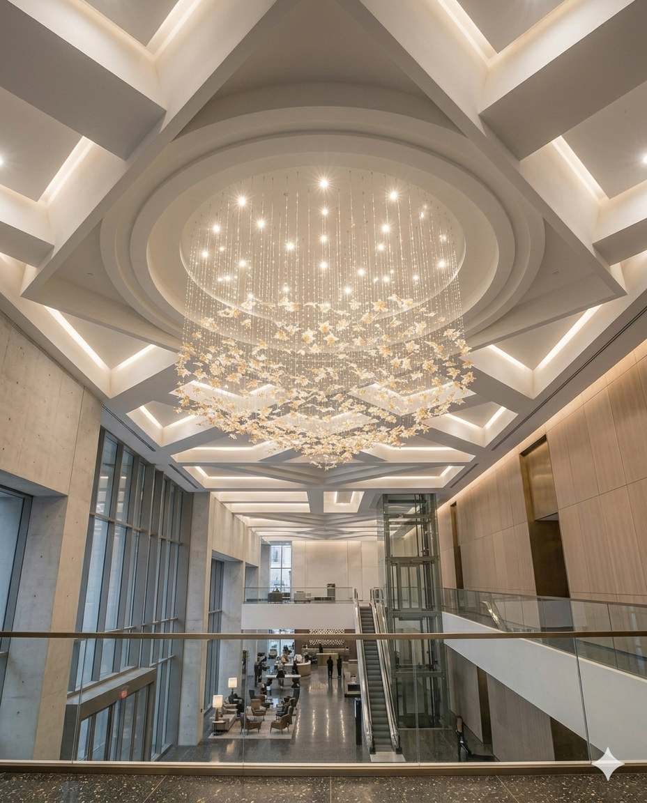 Custom Glass Leaf Chandelier, Heart-Shaped | Modern Luxury Pendant Light (1M & 2M Sizes)