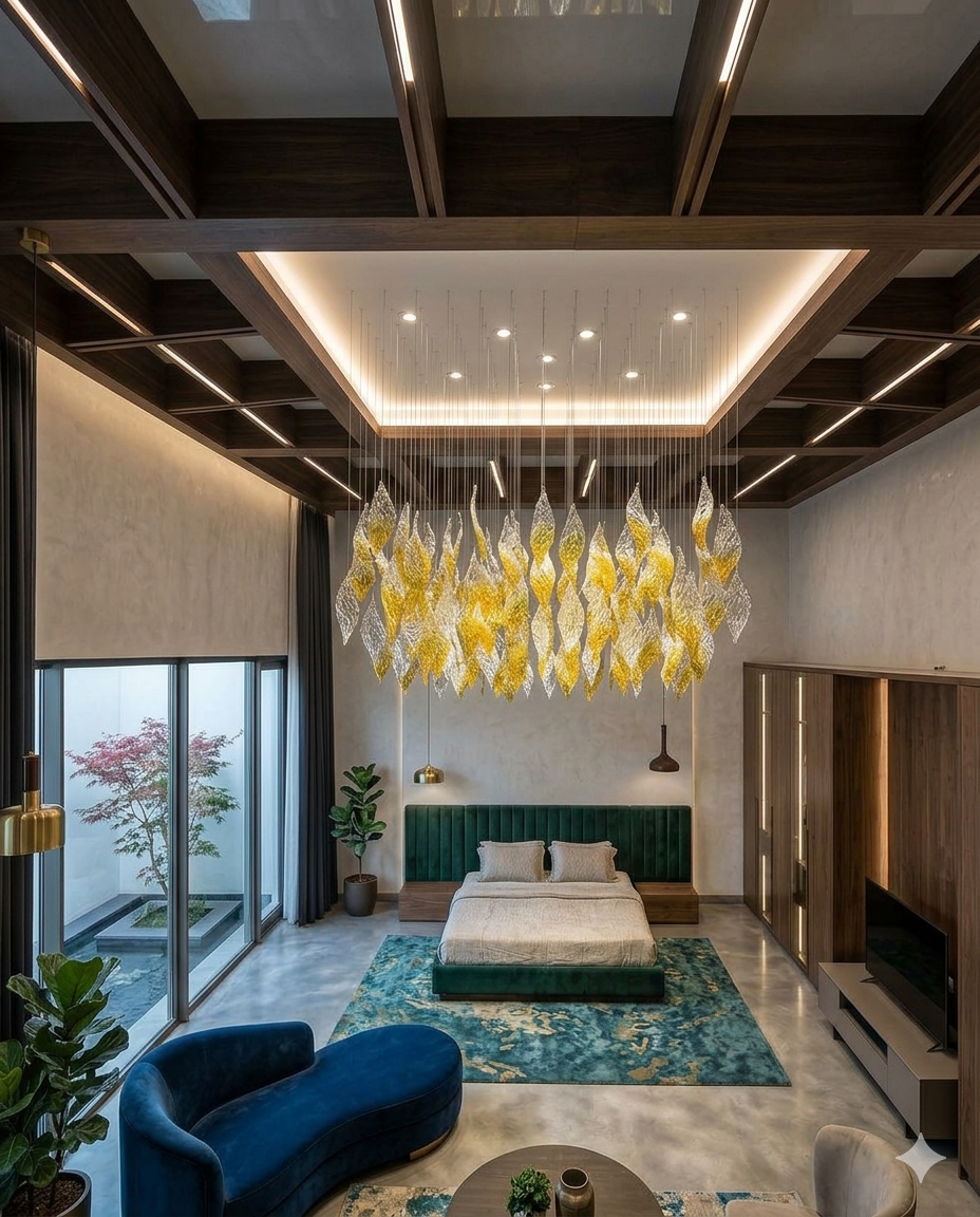 Custom Handblown Frosted Glass Leaf Chandelier β Yellow & White Mixed Ceiling Pendant Light, Modern Linear Dining Room Lighting (1M x 40CM)
