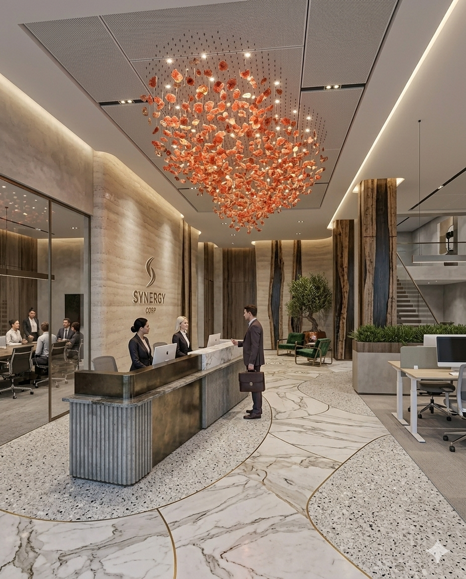 Custom Red Crystal Stone Rectangular Chandelier 3M | Luxury Modern Linear Chandelier for Hotel Lobby & Dining Hall