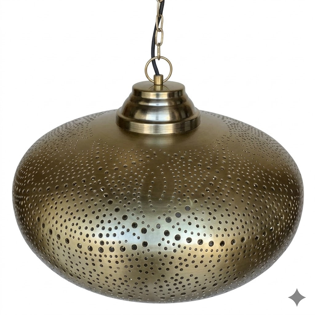 Handmade Moroccan Brass Pendant Light | Perforated Dome Chandelier 50 C.M