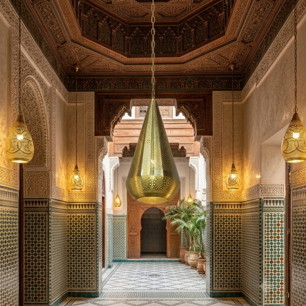 Moroccan Oval Brass Pendant Light