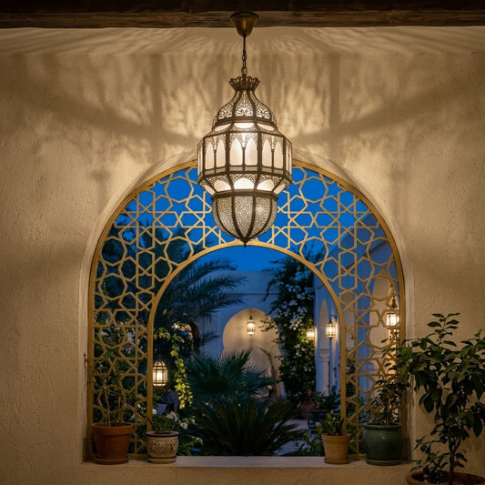 Luxury Arabic Hanging Lantern β Moroccan Style Metal & Glass Pendant Light