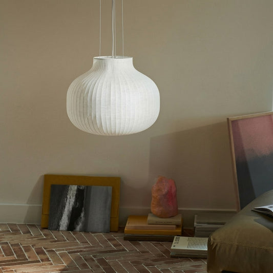 Muuto-Inspired Ribbed Globe Pendant Light – Soft Minimalist Statement for Modern Interiors