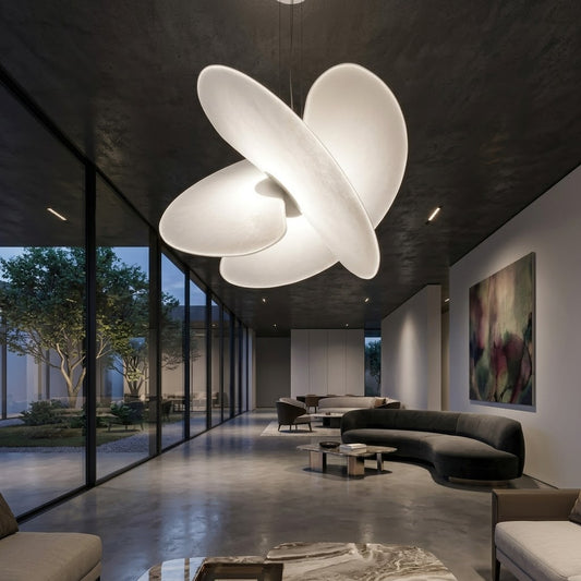 Modern Magnetic PET Fan Chandelier – Lightweight Statement Light With Silk Effect