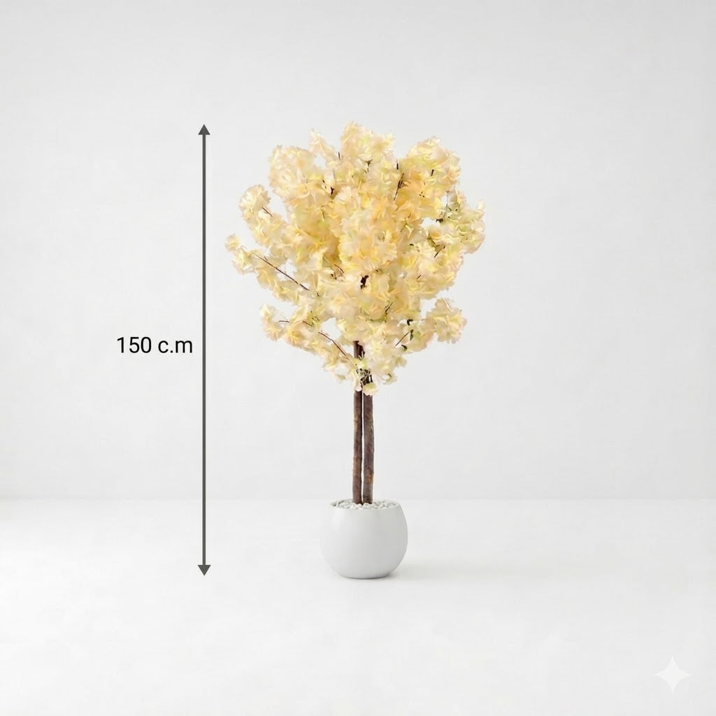 Premium Artificial Cherry Blossom Tree - 150cm Tall, Yellow/Pink Blossoms