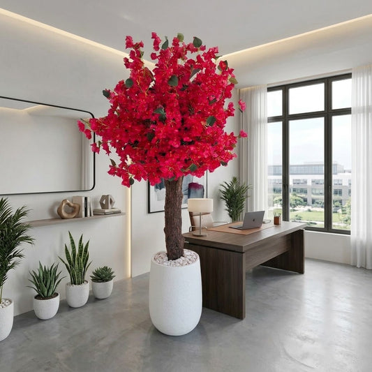 Luxury Artificial Red Bloom Tree with Pot β 160 cm Tall Decorative Indoor Flower Tree