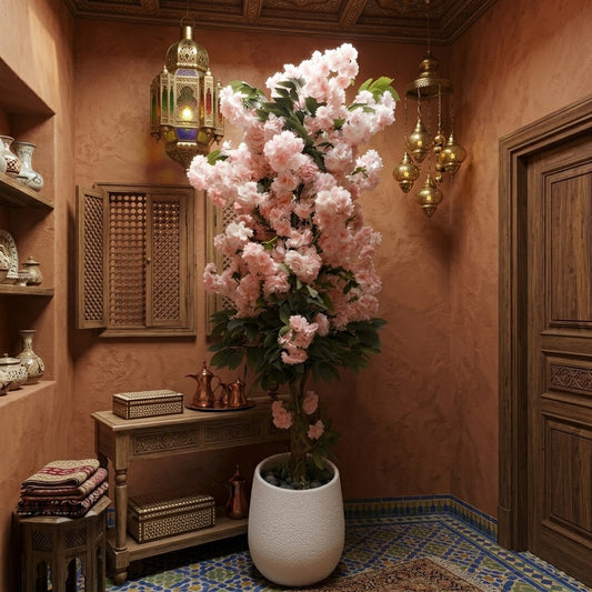 Artificial Cherry Blossom Tree in Modern White Planter β Lifelike Faux Sakura for Indoor Home & Office DΓ©cor, Wedding Events