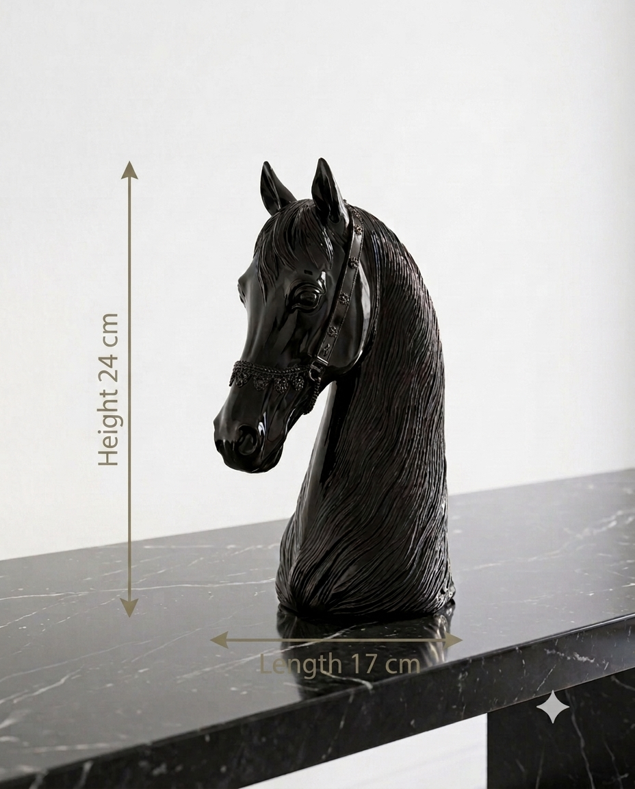 Limited Edition Luxury Black Horse Head Crystal Statue | Premium Equestrian Showpiece Home Decor & Wealth Symbol Gift (24cm)