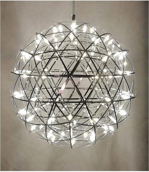 Modern Spark Ball LED Chandelier – Gold Chrome Firework Sphere Light