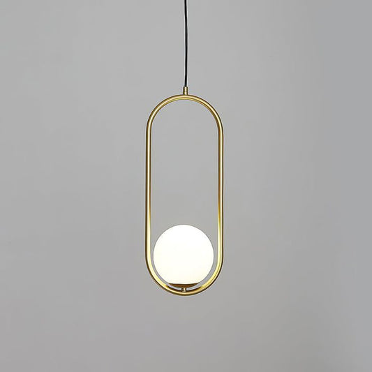 OBI Opal Glass with Brass Gold Metal Single Pendant Light