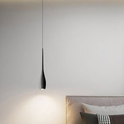 Modern Teardrop Pendant Light β Minimalist Black Hanging Bedside Ceiling Lamp