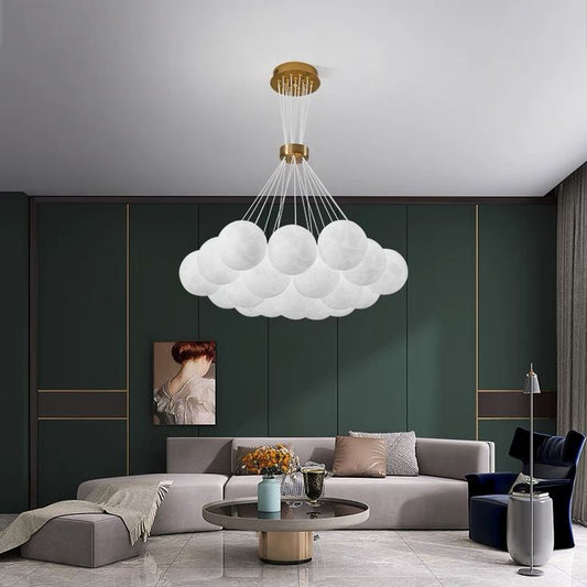 Contemporary Creative Moon Glass Bubble 19-Light Chandelier for Living Roomi