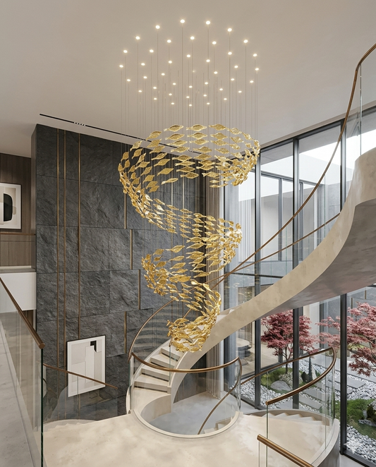 Cascade 5M: Custom Double-Height Orange Glass Feature Light
