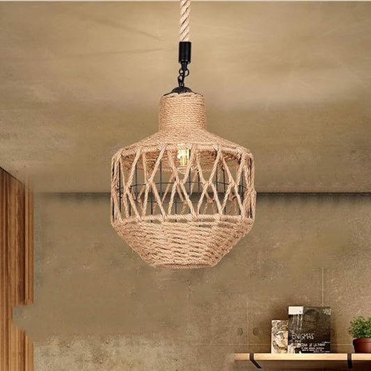 Industrial Hemp Rope LED Chandelier – Fusion of Retro & Modern Design