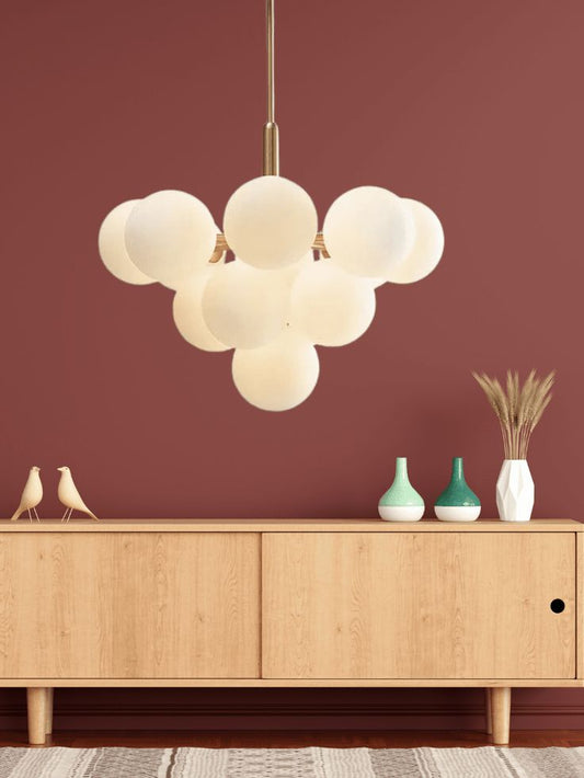Milky Glass Cluster Bubble Chandelier – 13-Head Luxury Modern Pendant