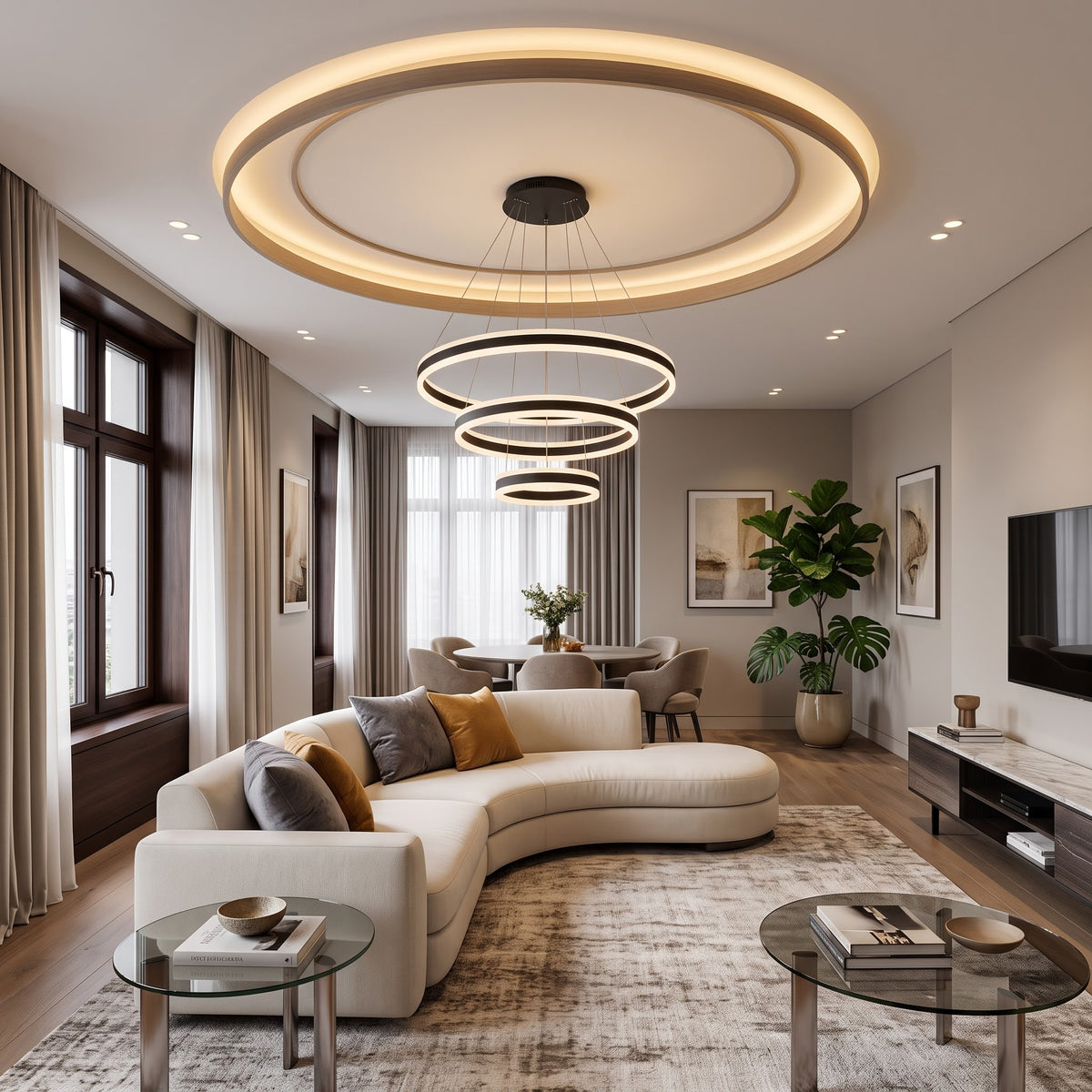 3-Ring Modern LED Pendant Chandelier