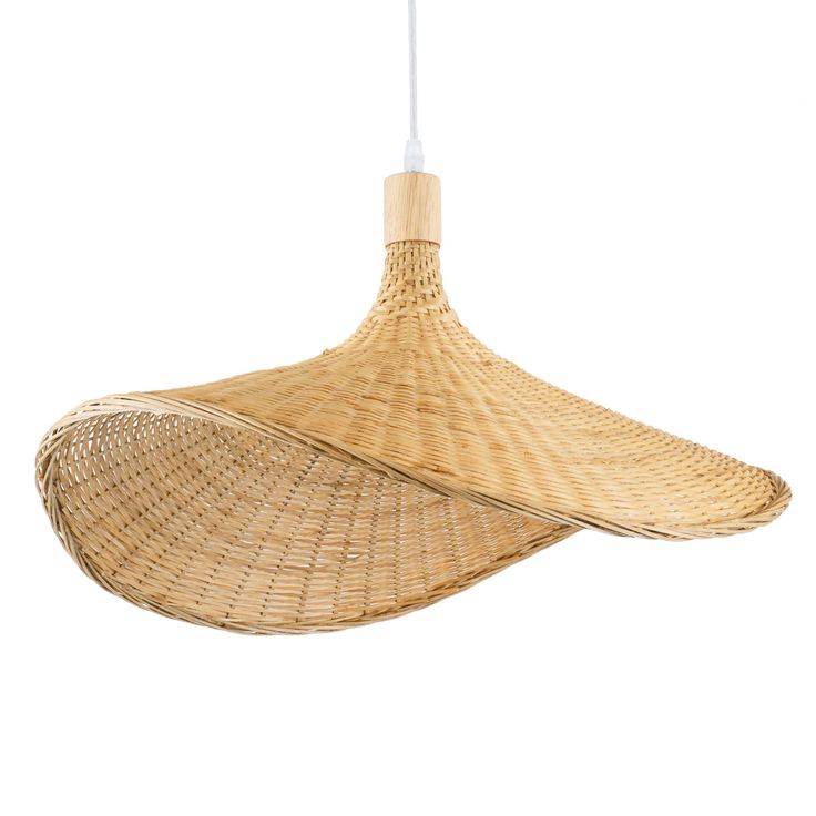 Straw Hat Bamboo Woven Pendant Light β Handmade Rattan Ceiling Lamp