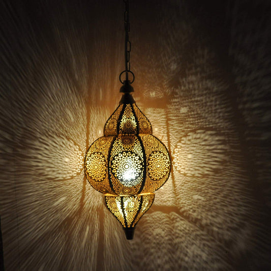 Vintage Arabic Chandelier β Turkish Moroccan Etched Ceiling Light Fixture for Living Room, Dining & Hallway (14 X 8 Inch)