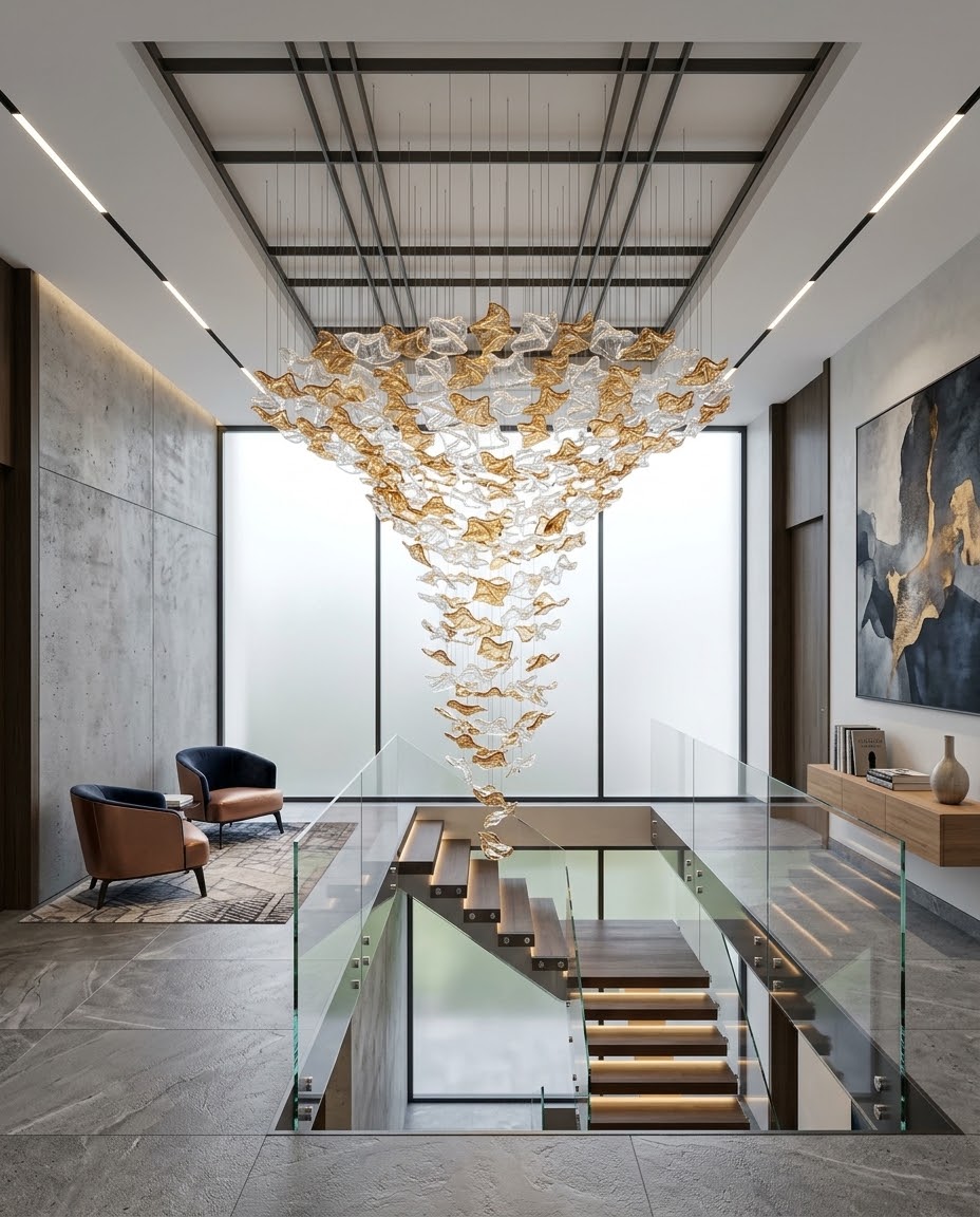 4M Custom Funnel Feature Chandelier for Luxury Villas & Atriums
