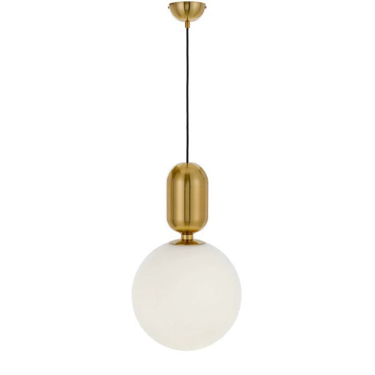 Minimalist Gold Globe Pendant Light – Frosted White Glass Kitchen Island Lamp