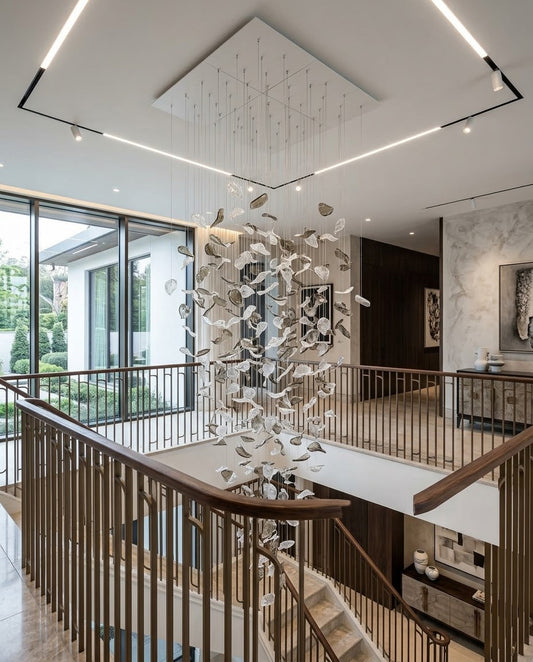 Falling Leaf Cascade Chandelier β Modern 3M High-Ceiling Light