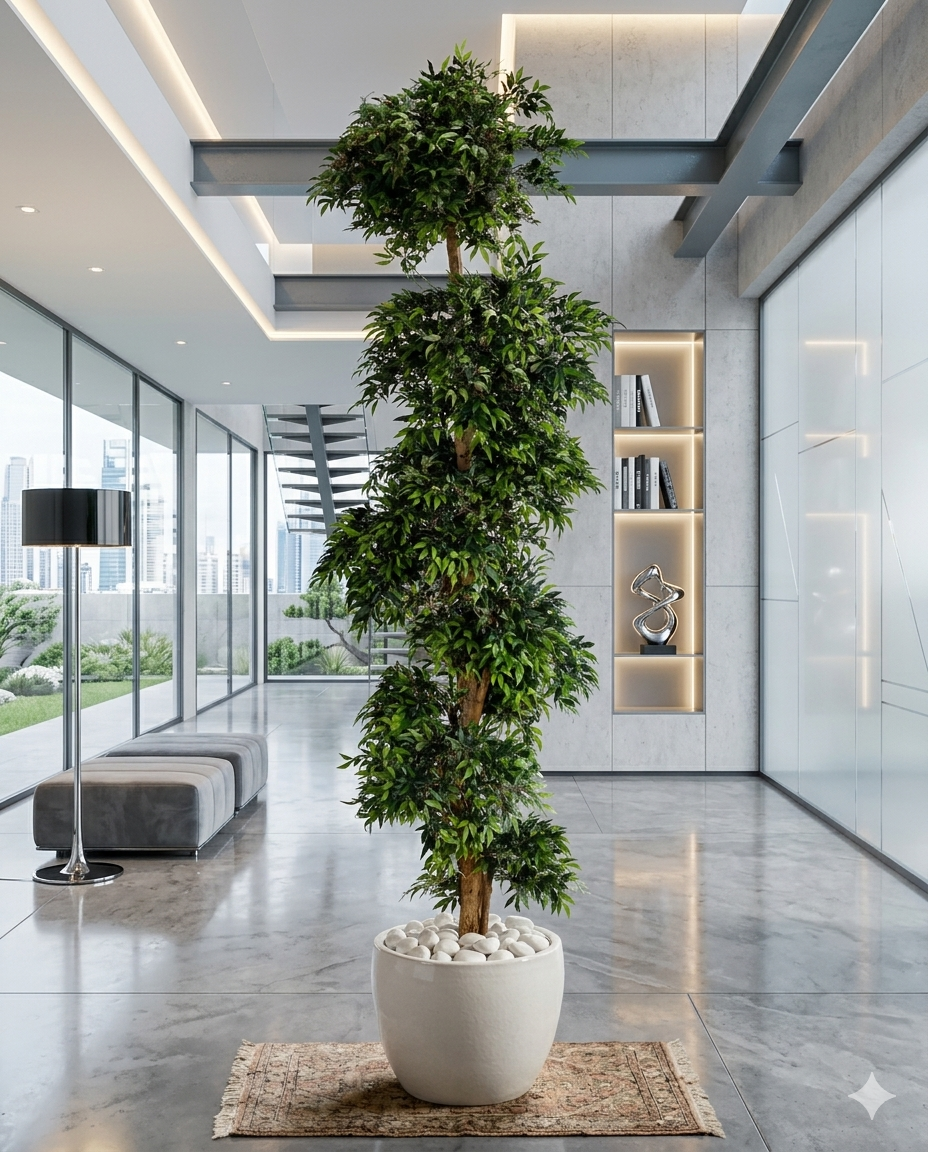 Large Artificial Fruticosa Ficus Tree Flexible Wired Stems & Lifelike Silk Foliage