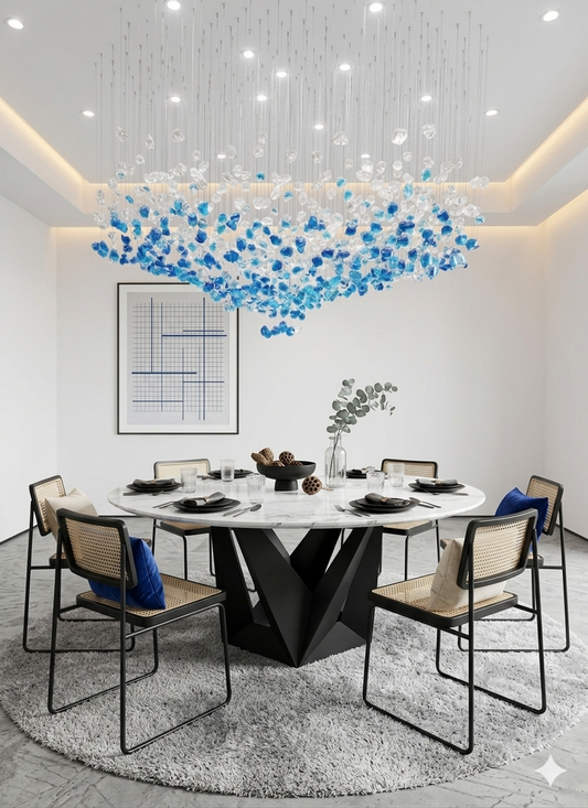 Glacia 1.2M Custom 2-Color Stone Pendant Chandelier