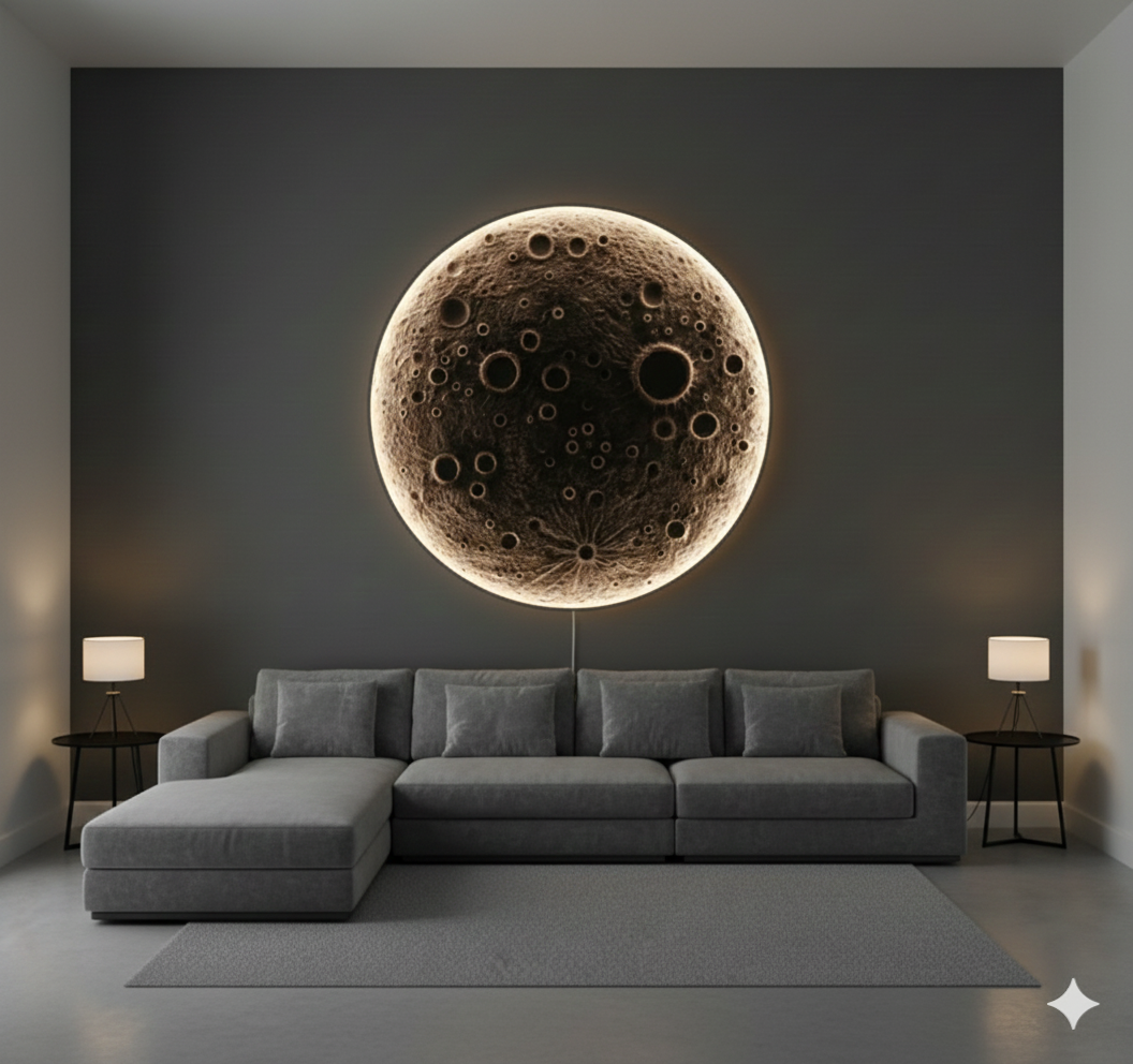 3D Moonlight Wall Mural β LED Lighted Wooden Art for Dreamy Home Decor