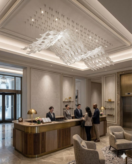 Luxury Wave Crystal Chandelier LED Ceiling Light – Custom Modern Hanging Ceiling Design (3m & 2m Options)