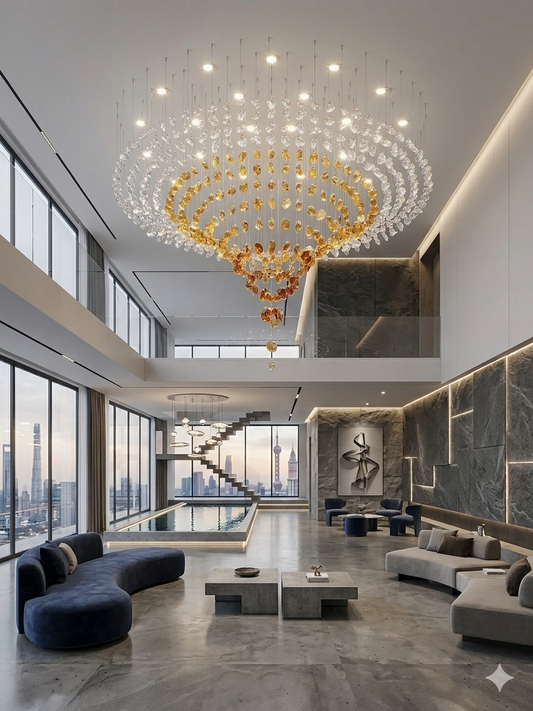 Custom Luxury Geometric Conical Raindrop Chandelier