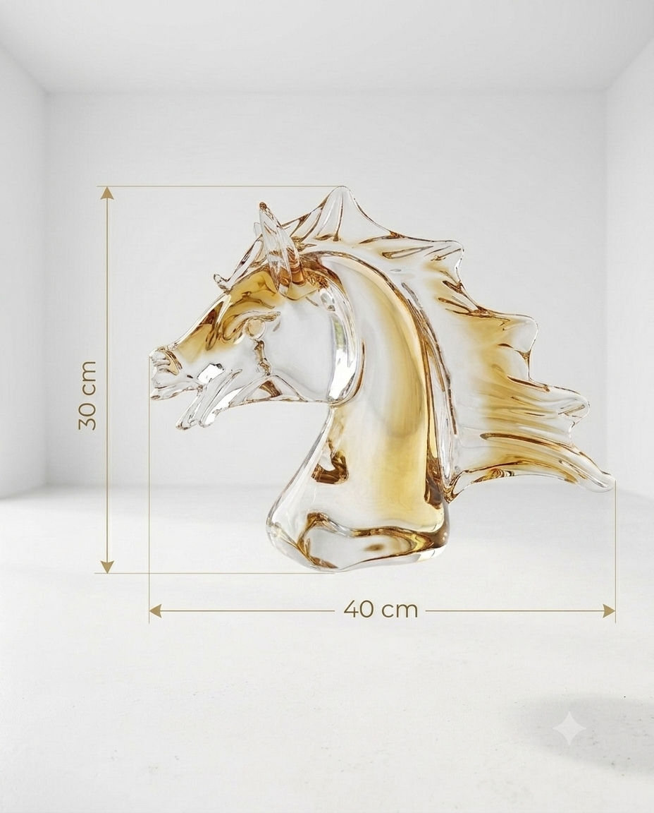 Crystal Horse Sculpture, Luxury Corporate Gift, Expensive Gift, Limited Edition Decor, Amber Crystal Art.