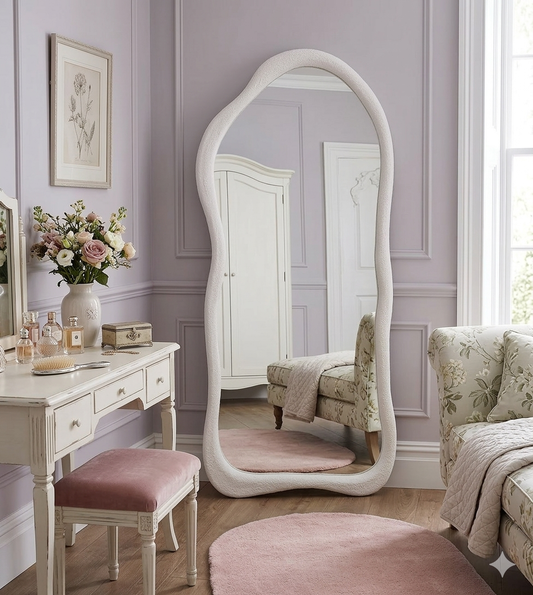 Modern Wavy Full-Length Decorative Mirror – Luxury Floor Standing Mirror