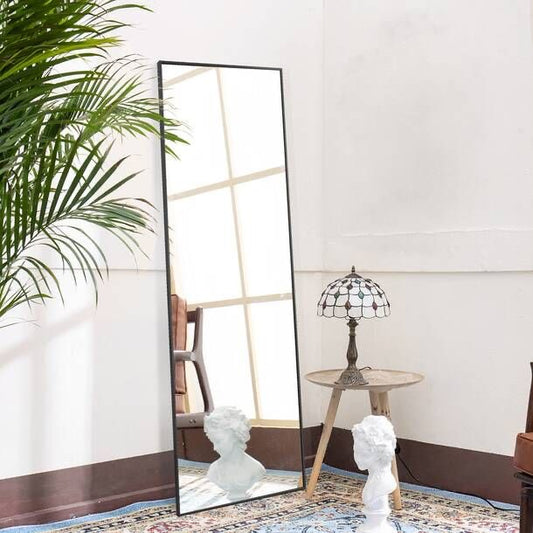 Modern Full Length Standing Floor Mirror 170 × 60 cm – Minimalist Black Frame Dressing Mirror for Bedroom & Living Room