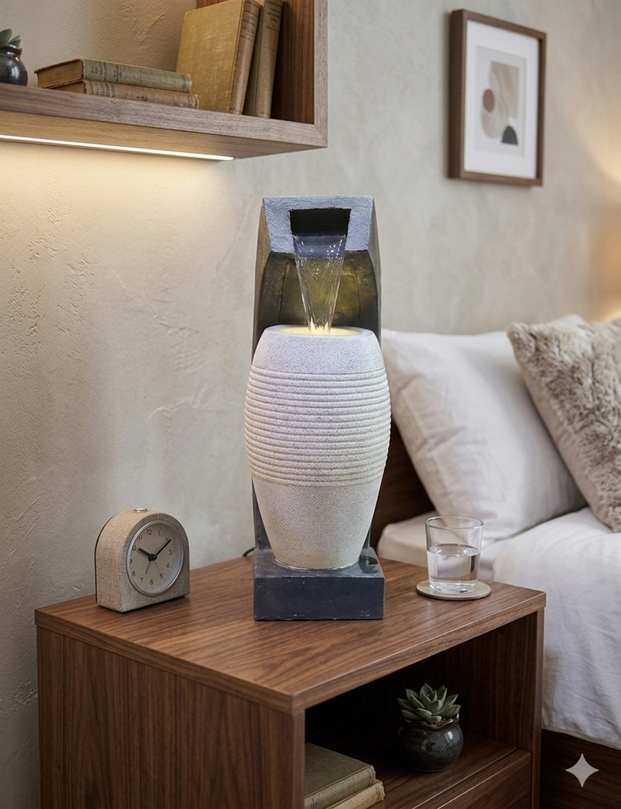 Modern Slate & Sandstone Tiered Tabletop Fountain