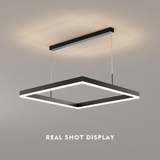 80cm Modern Square LED Pendant Light – Black Minimalist Hanging Lamp for Dining Table & Living Room