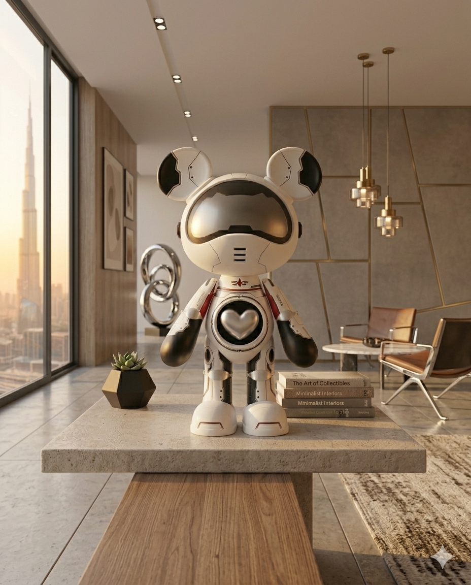 Premium Acrylic Space Robot Art Toy, Modern Kids Room Decor & Collectible Designer Gift