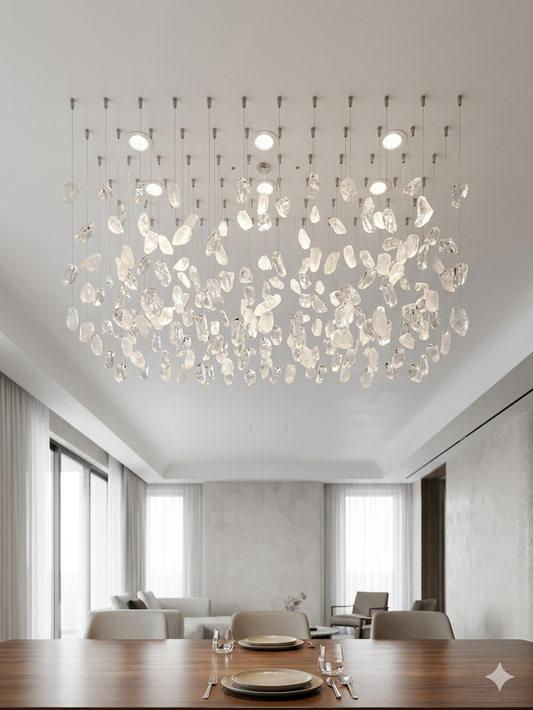 Modern Rectangular Crystal Chandelier for Dining Room - 1 Meter LED