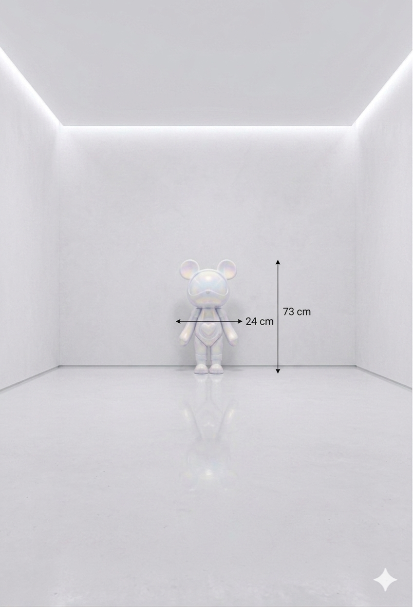 Trending Luxury Gift Pearl White Iridescent Acrylic Bear Sculpture – Modern Designer Home Décor
