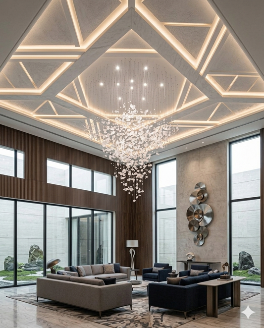Custom TrendingLuxury Clear Crystal Stone Chandelier – Custom Round Hanging Light for Double Height Ceiling