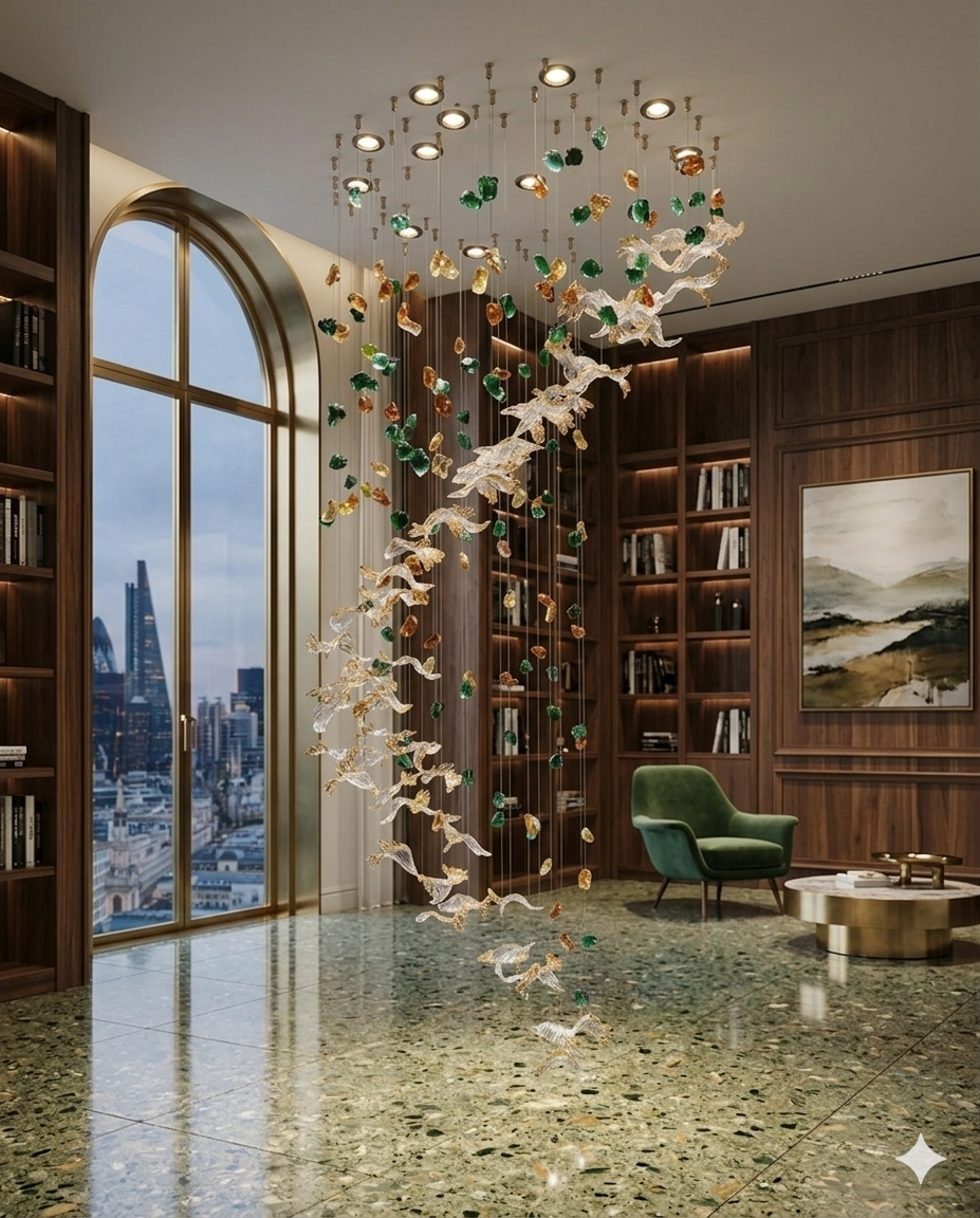 Modern Trending Custom Spiral Glass Art Chandelier
