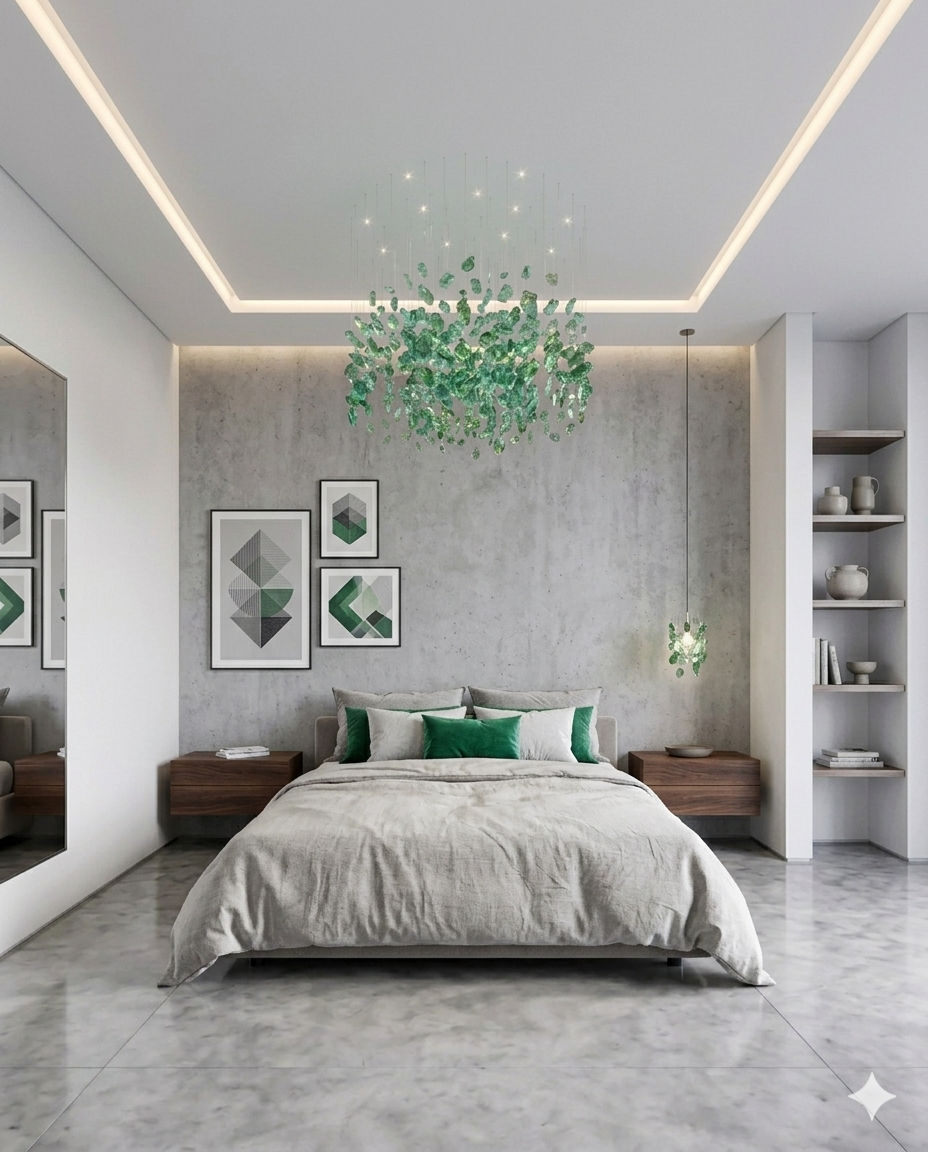 Green stone Cluster Chandelier – Round 60cm – Customizable Luxury lighting