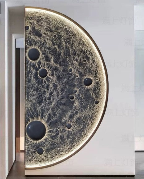 3D Half Moon LED Wall Lamp – Dimmable Wall Decor with Remote Control