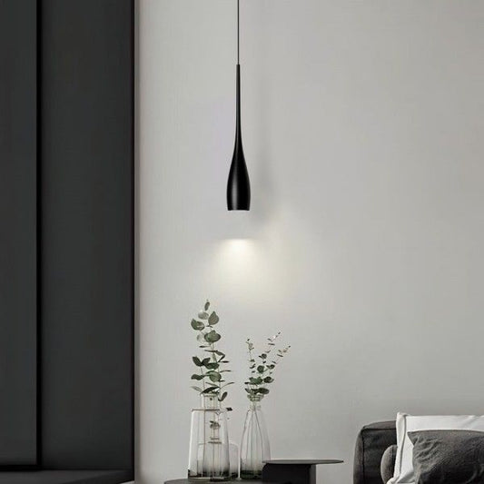 Modern Teardrop Pendant Light – Minimalist Black Hanging Bedside Ceiling Lamp