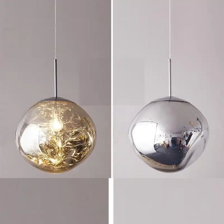 Melt Lava Mirror-Finish LED Pendant β Contemporary Molten Glass Art (Silver)